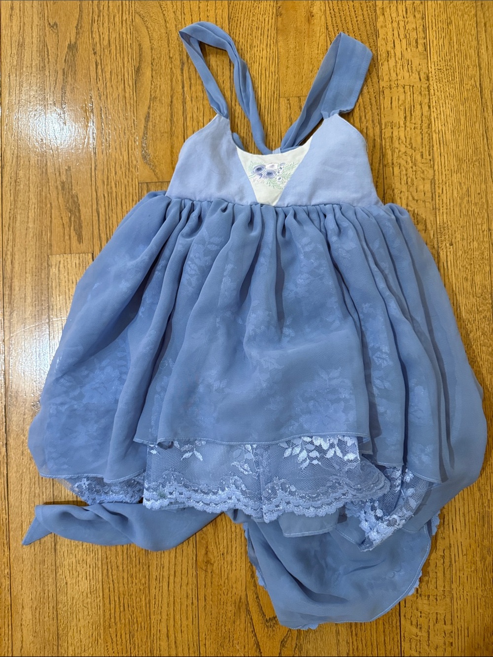 Pleiades Dusty Blue Lace Layered Dress 3T